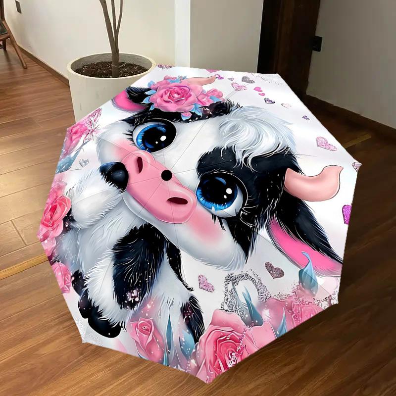 1PC Cow Umbrella-8-Rib Reinforced, Automatic Open, Lightweight & Durable, Fashion Accessory for Outdoor, H0407