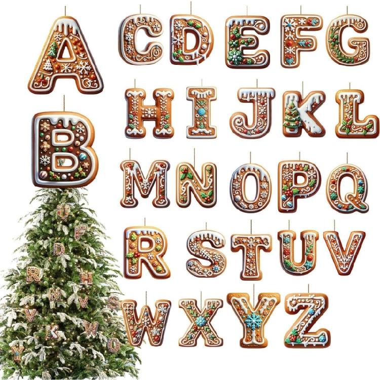 Child Safe Acrylic Christmas Letter Ornament Gingerbreads Homes Decors For Car Homes Decoration Holiday Party Accessory