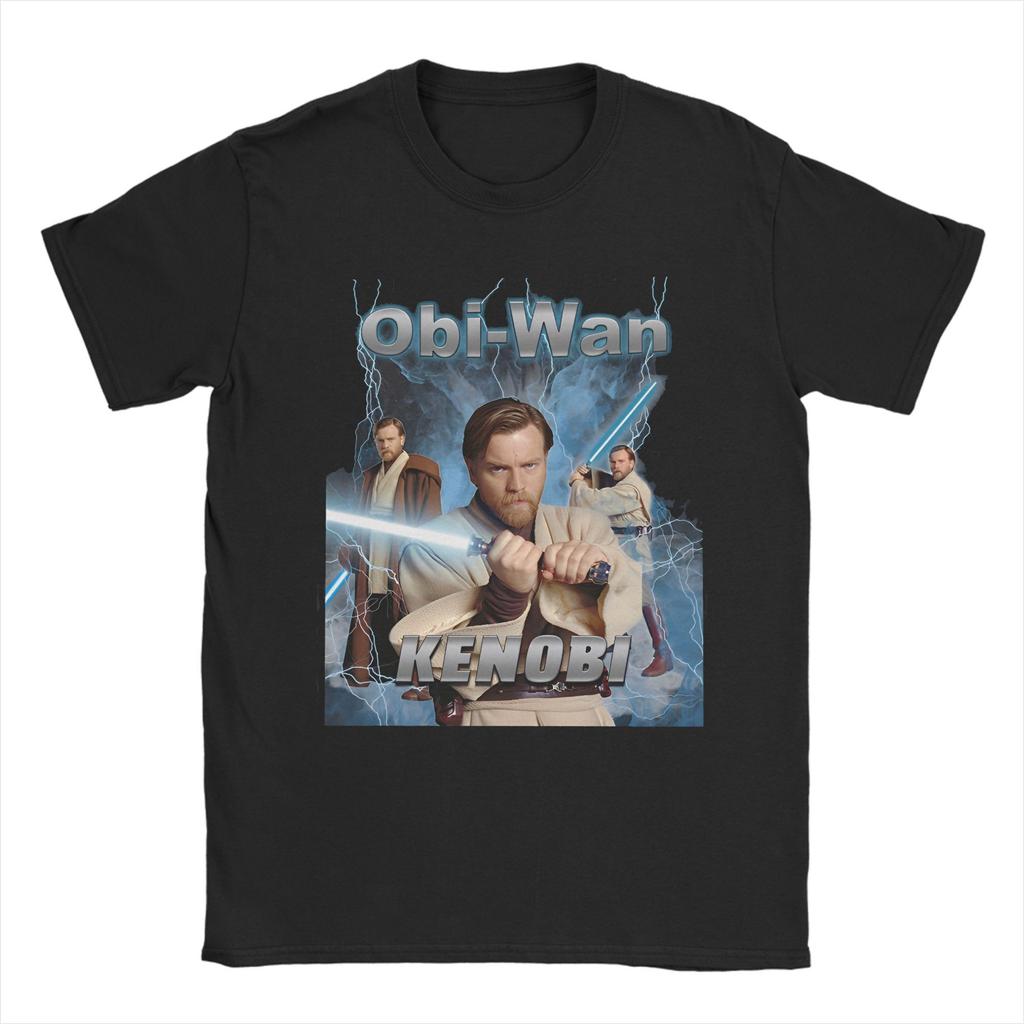 Obi-Wan Kenobi Space T Shirt Men's 100% Cotton Creative T-Shirts Crewneck Jesus Retro Collage Tees Short Sleeve Clothing Printed
