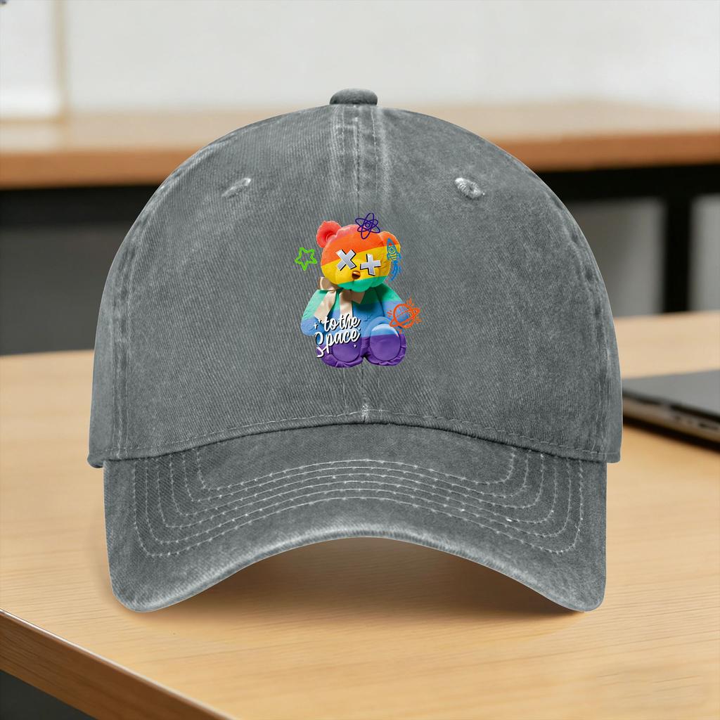 Baseball Cap Teddy Bear Playing Badminton Print Summer Casual Trucker Hat for Young Unisex And Women FeUnisex Unisex