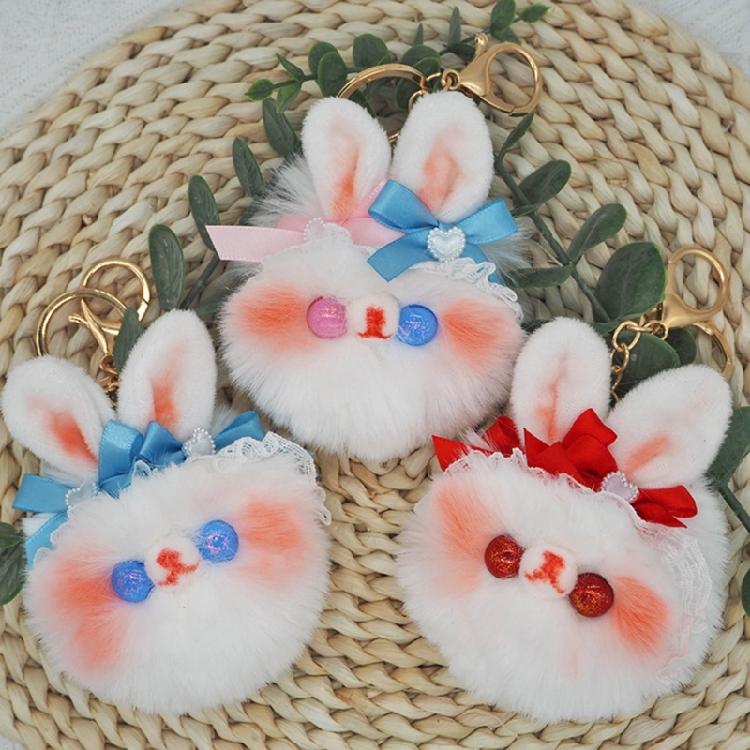 Rabbit Charm Keychains Backpack Decoration Mini Plush Animal Pendant Car Keyring