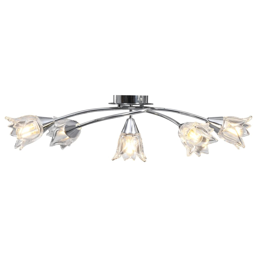Plafonnier et abat-jour verre  5 ampoules E14 Tulipe