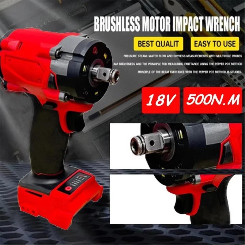 500N.m Driver 1/2" 4 Gears Power Tools for 18V Battery Repair Brushless Impact Wrench Electric Cordless Screwdriver