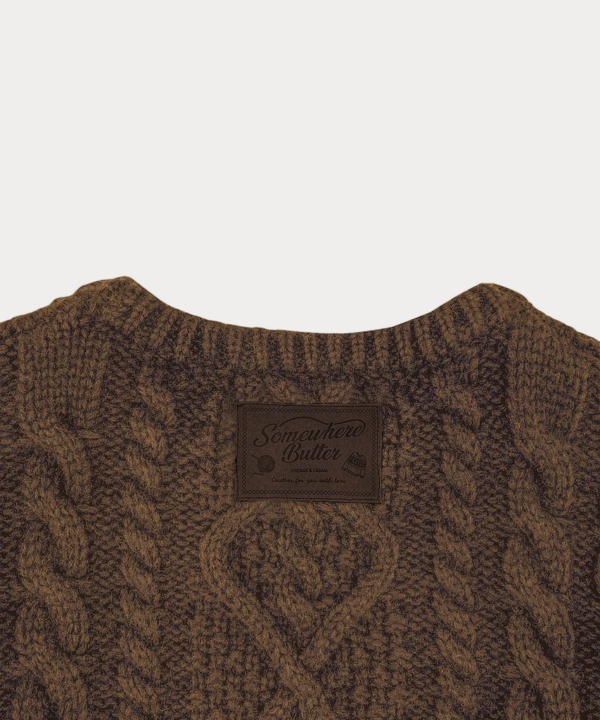 Sseomweeobeoteo Papa Wool Cable Knit - Brown
