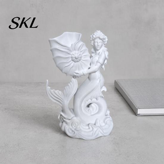 Decorative Shell Desktop Organizer 3D Printed Mermaid Conch Storage Ornament, Mini Hollow Tube Flowerpot, Creative for Home Office Decor European