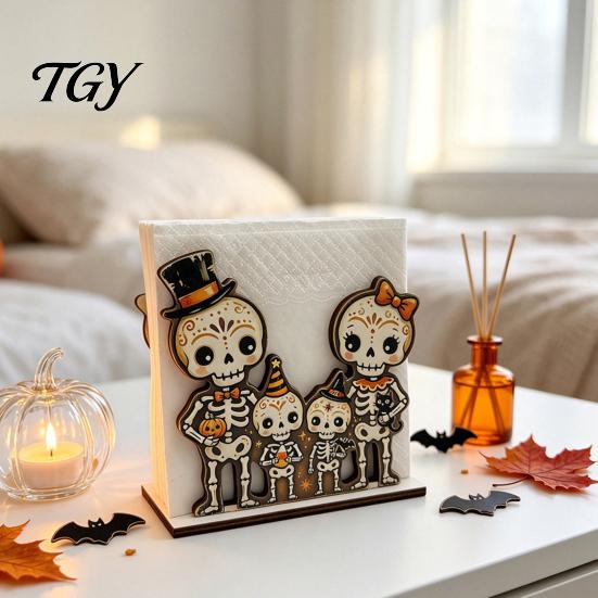 Creative Napkin Holder for Shelves Halloween Wooden Dining Table, Paper Towel Holder, Seasonal Kitchen Table Ornament Freestanding Tissue Dispenser