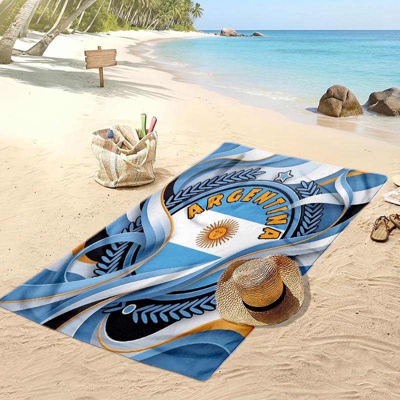 Asciugamano da Spiaggia Stampa Calcio Argentina Asciugatura Rapida Super Assorbente Morbido Asciugamano da Bagno per Nuoto Spiaggia Viaggio Souvenir Regalo per Fan