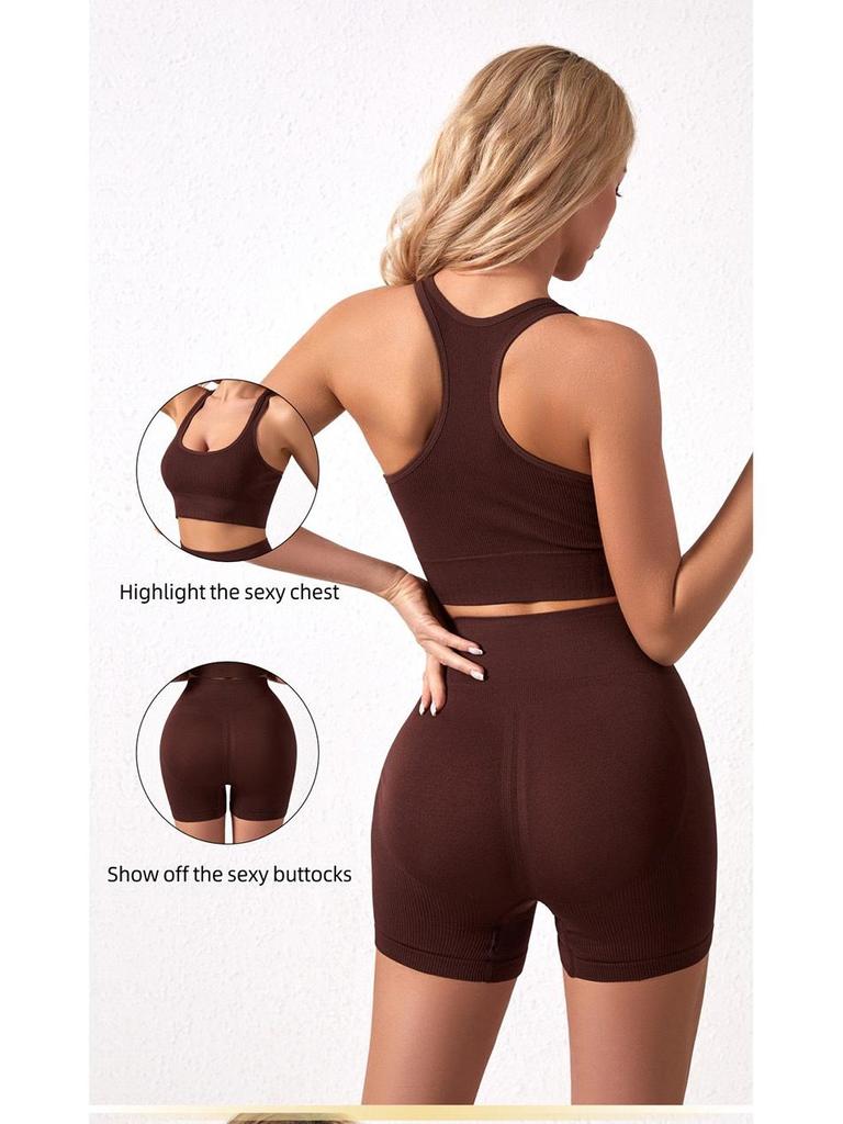 Plus Size Wirefree Push-Up Sports Bra & Boyleg Panties Set for Women