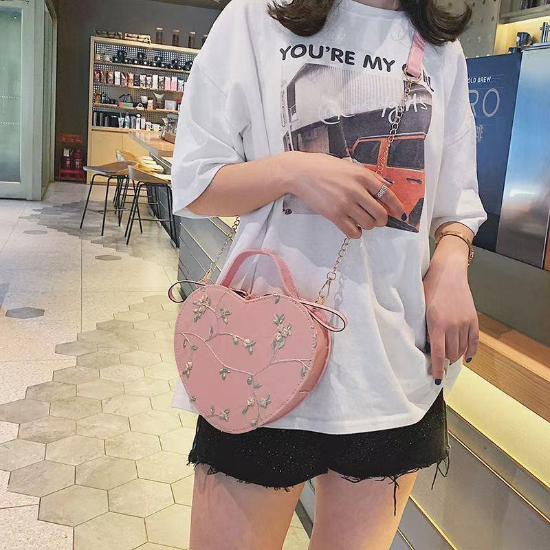 1 Pcs Women Pu Leather Shoulder Bag Leisure Spring Summer Heart-Shaped Handbag Crossbody Bags Zipper