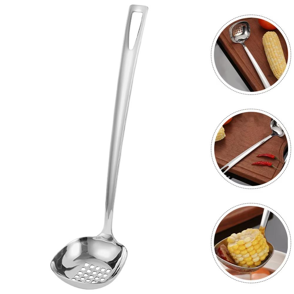 Anti Scalding Stainless Steel Spoon Silver Soup Spoons Tableware Hot Pot Spoon  Kitchen