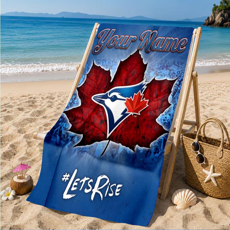 Custom Name Torontos baseball Personalized Microfiber Beach Towel, Quick-Dry, Ideal for Summer Travel, Beach Essential, Swimming