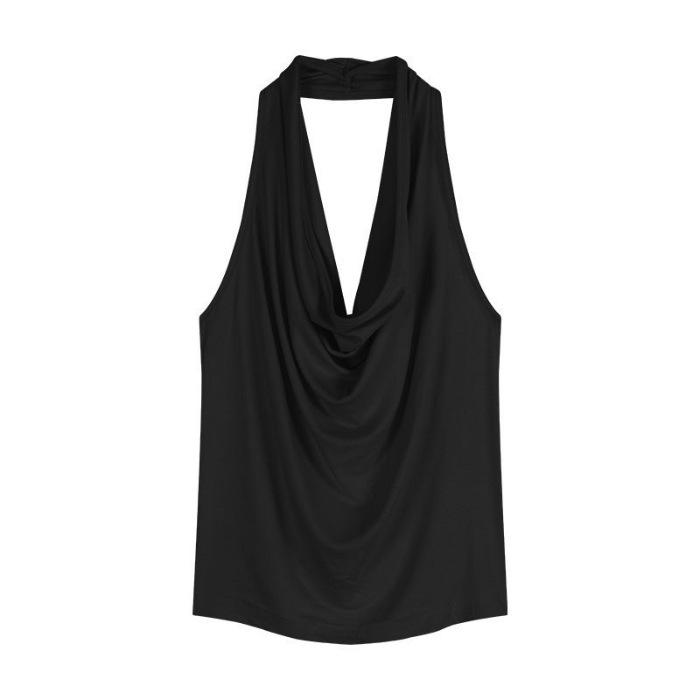 Summer Pure Desire Spice Girls Ins Sleeveless Halter Swing Neck Suspender Vest New Design Bottom Top Women's T