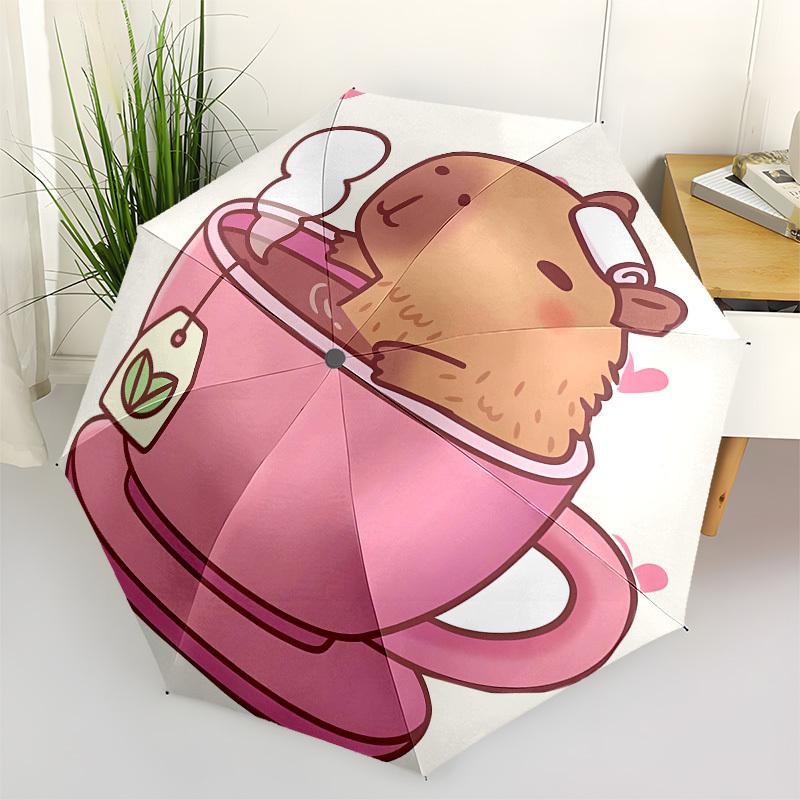 

Hamster, Tea Cup Automatic Opening and Closing, 8 rib Structure Portable Umbrella, Suitable for Men and Women in All Seasons Perfect Gift f