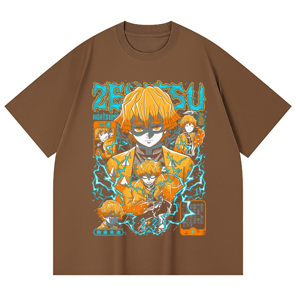230 Gsm 100% Cotton Demon Slayer V100 Zenitsu Print Unisex Heavy Cotton T Shirt