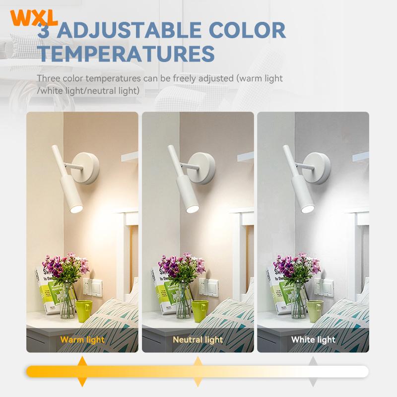 Bedroom Besides Wall Light 350° Rotatable Adjustable Angle Indoor LED Wall Lamp Light Fixture Aluminum Spotlight