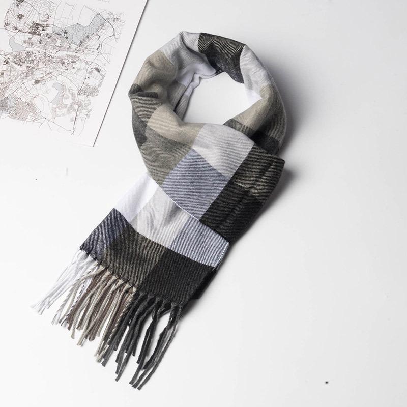 2024 Japanese-Style Plaid Scarf: Versatile Unisex Winter Shawl In Beige