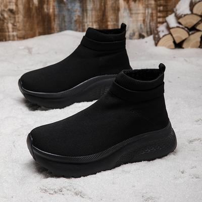 Weite Zehenbox Herrenschuhe Paar Plateau-Schuhe Herren Warme Klotzige Freizeitschuhe Laufschuhe Socken-Schuhe Schlupfschuhe Gehen Sneaker
