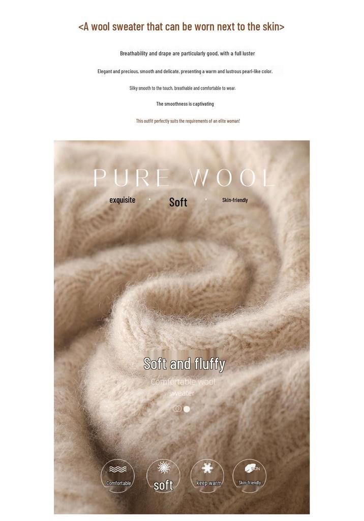 Women's Thick Basketweave Knit Pullover - Autumn/Winter, Half-High Neck, Long Sleeve, Elegant Base Layer.