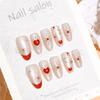Red Heart Gem Short Almond Baroque Cat Eye Nail Stickers