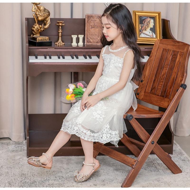 Crystal Princess Closed Toe Sandals, Soft Flat Casual Dance Shoes Summer Footwear for Big Girls