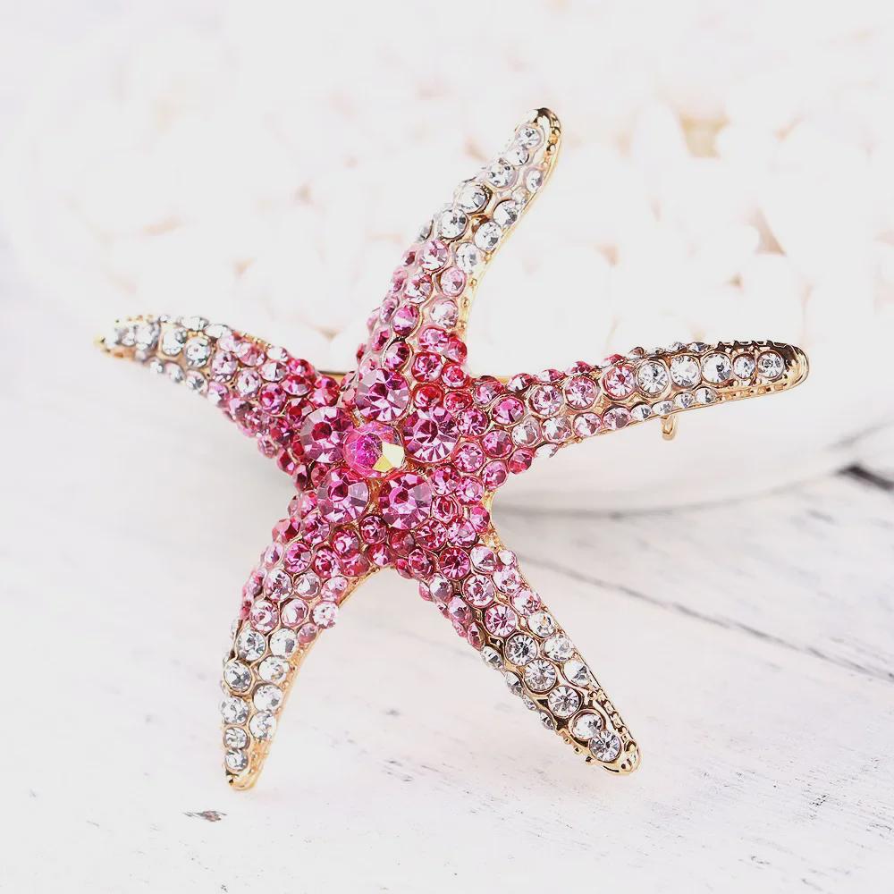 Broche Étoile de Mer Diamant Alliage Écologique: Accessoire de mode polyvalent pour femmes