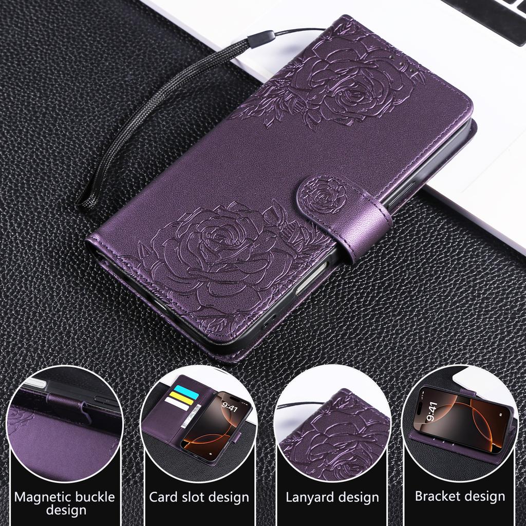 Luxury Fashion Flower Pattern Leather Case For iPhone 16 15 14 13 Pro Max 14 15 16 Plus 16e Business Flip Wallet Card Solt Cover