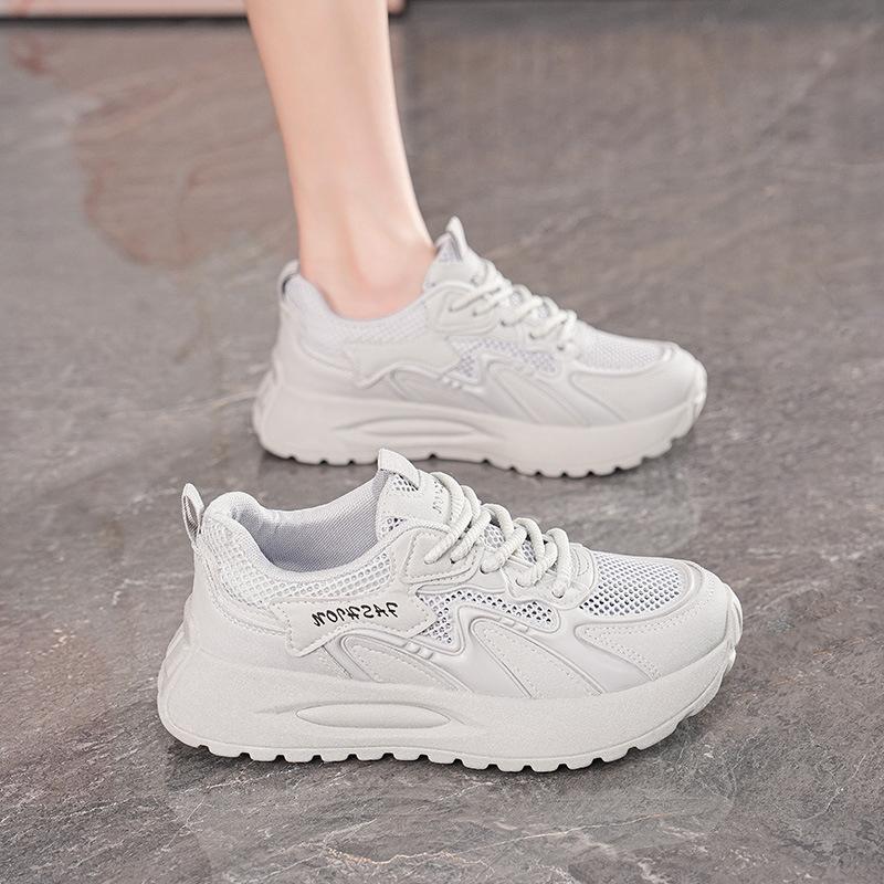 2025 Summer Women's Shoes New Breathable Mesh Sports Shoes Children's Korean Version Versatile Thick-soled Casual Soft-soled Dad Shoes
