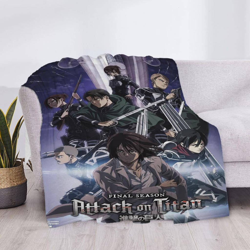 Blanket Attack on Titan Fluffy Soft Blankets & Throws Luxury Cover Plaid Throw Sofa Knee Microfiber H Anime Child Cute Home