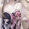 TrendHub Y2k Aesthetic Cute Cartoon Print Round Neck Short-sleeved T-shirt Women Casual Loose  Top Japanese Kawaii Tees