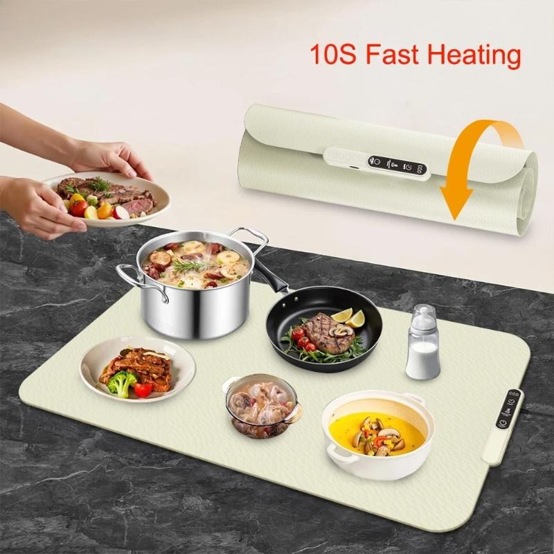 Silicone Dining Table Fast Warming Food Coffee Heater Tray Foldable Food Warming Plate Electric Heating Plate Food Warmer Mat