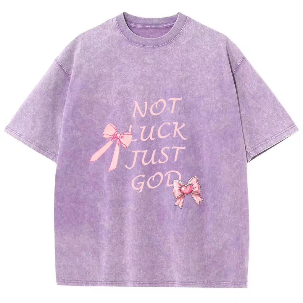 Black Pink Bow Letter Print Ladies Washed T-Shirt Oversized Loose Couple Half Sleeve Sweetheart Girly Top