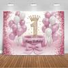 1. Geburtstag Party Dekorationen Rosa Gold Ballons Glitzer Hintergrund Banner Neugeborenen Kulisse Zubehör Fotografie Requisiten Kinder Geschenk