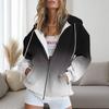 Womens Gradient Striped Hooded Zip-Up Sweatshirt Casual Oversized Long Sleeve Top Fall 2025