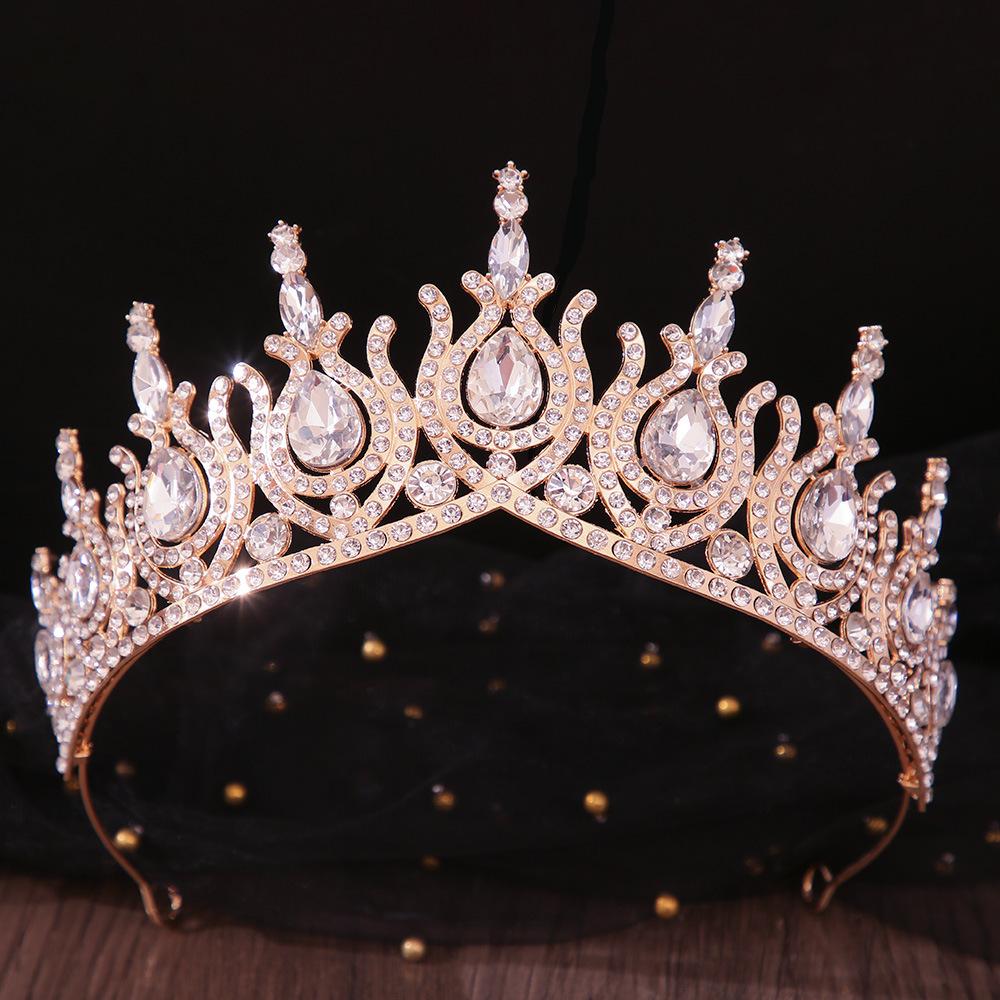 DIEZI 19 Colors Baroque Opal Crystal Tiara Crown For Women Girls Wedding Party Elegant Luxury Rhinestone Crown Hair Jewelry