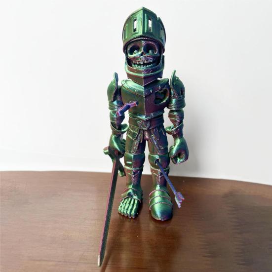 3D Printed Skeleton Knight Figurine Movable Joints Halloween Spooky Skeleton Warrior Articulated Skeleton Soldier Model Toy Desktop Decoration