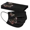 10pcs Colorful Butterfly Print Disposable Face Mask Black Non-woven Fabric Anti Dust Mask Three-layer Breathable