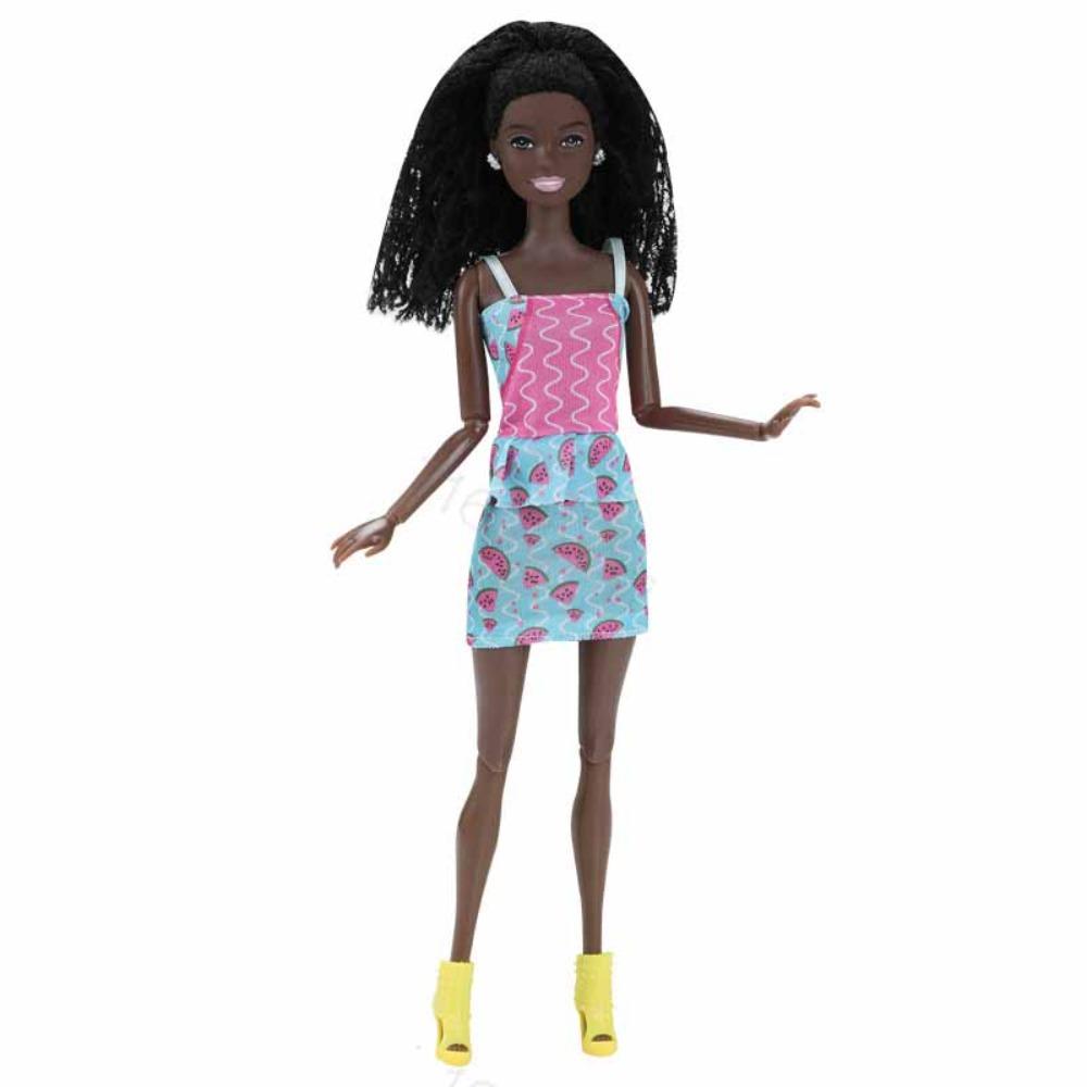 

Brown Hair African Girl Princess Doll With Dress Black Princess Doll Girls Play Style 3