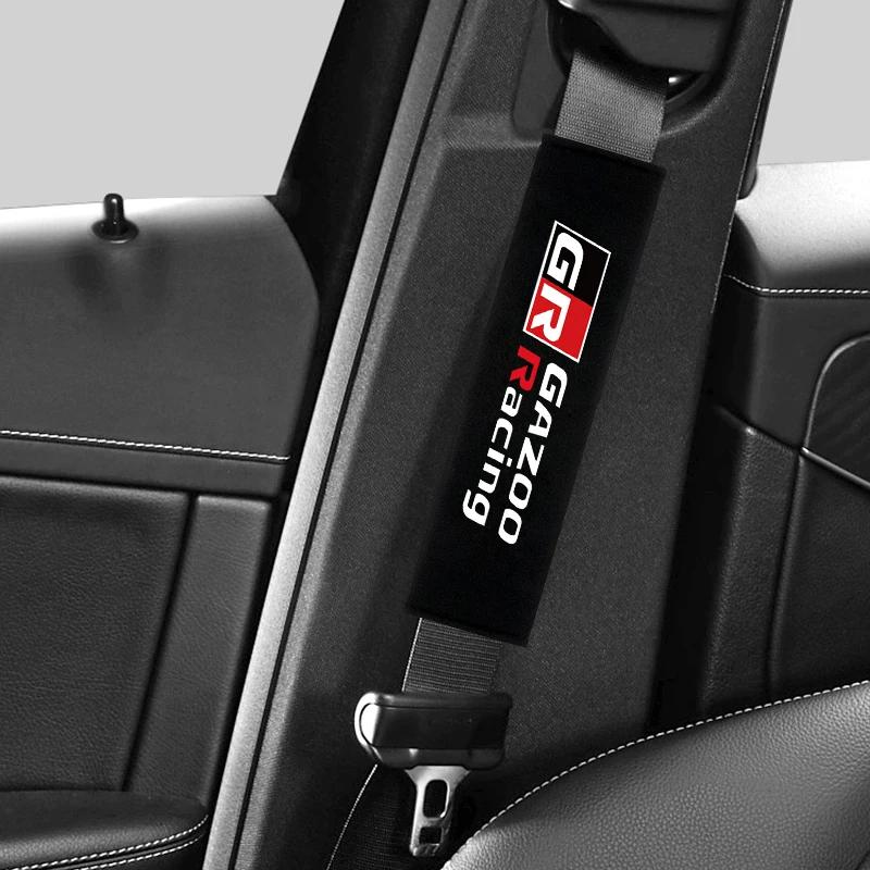 2Pcs Car Seat Belt Cover Suede Fluff Breathable Protection Pad For GR Sport Gazoo Racing C-HR RAV4 Mirai Avensis Prado