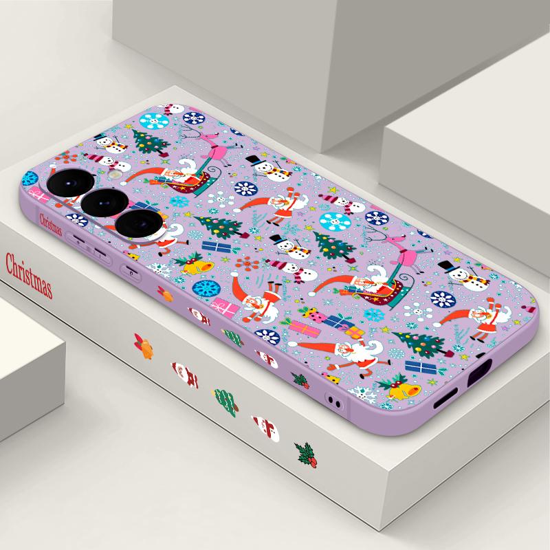 

Чехол со шнурком, с рождественским узором снеговика, для Samsung Galaxy A55 A54 A56 S25 A53 A52 A14 A34 A15 A35 S23 S24 Ultra S20 FE S21 S22 Ultra, противоударный capa Samsung Galaxy A55 фиолетовый