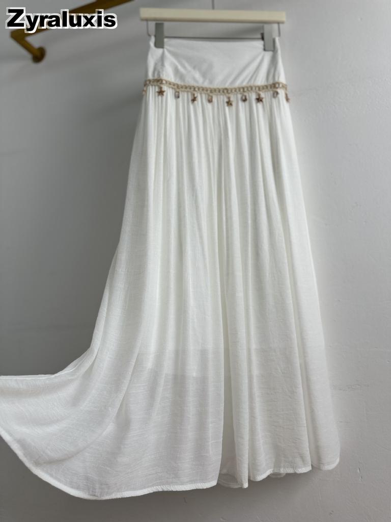 Flowing Bohemian Maxi Skirt for Women Summer Shell Design