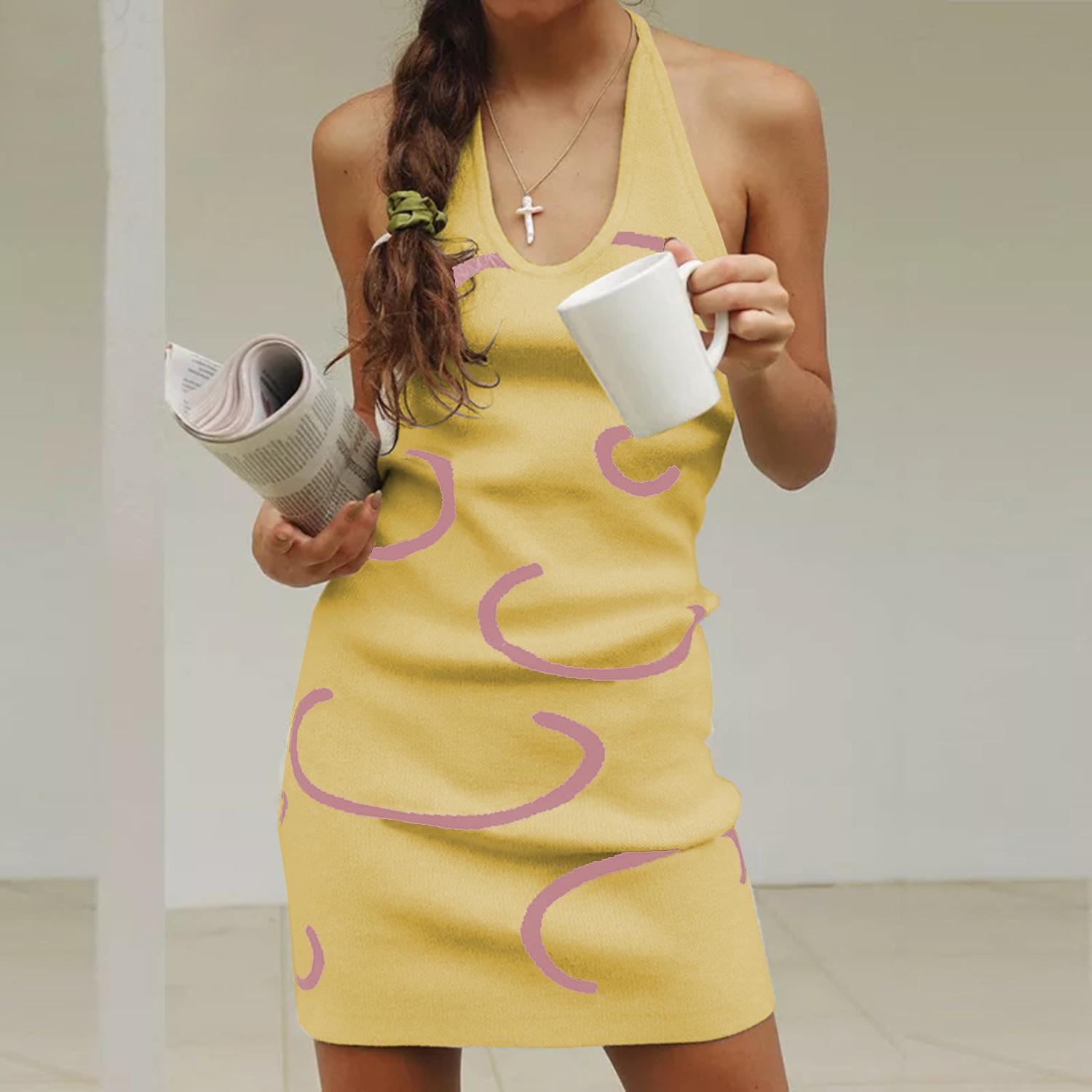 

Женские шерстяные платья Sling Short Slim с открытой спиной XL жёлтый