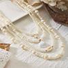 Gold Color Multilayer Starfish Shell Pendant Necklace For Women Boho Imitation Pearl Beads Choker Summer Beach Vacation Jewelry