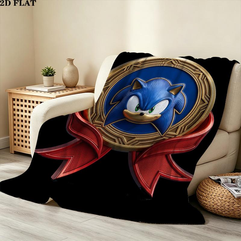Sonic Printed Flannel Blanket, soft throw for bedroom sofa, washable, Christmas present, great gift.