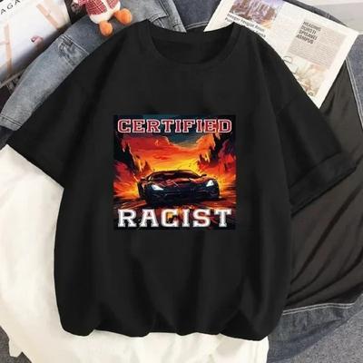 Sertifikalı Irkçı Grafik Baskılı Tişört Yazlık Kadın Günlük Kısa Kollu Sokak Giyimi Üstler Moda Erkek Harajuku O-Yaka Tişörtler
