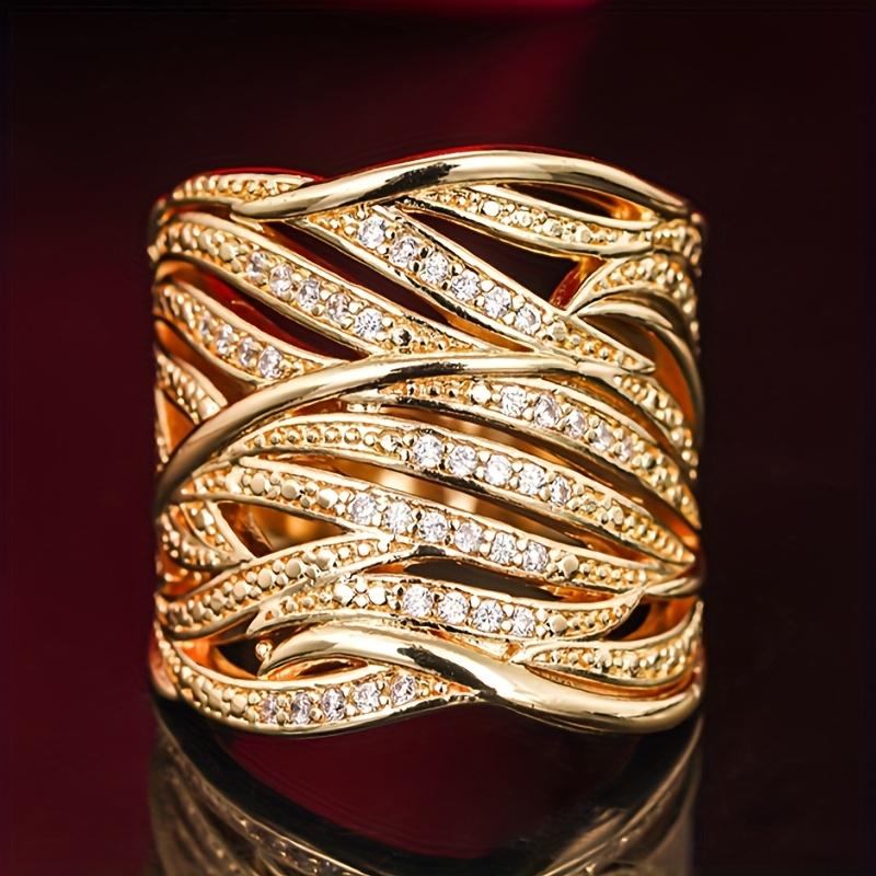 Luxury Multi-layer Hollow Zircon Wide Ring Party Music Festival Banquet Accessories Exquisite Eye-catching Decorations