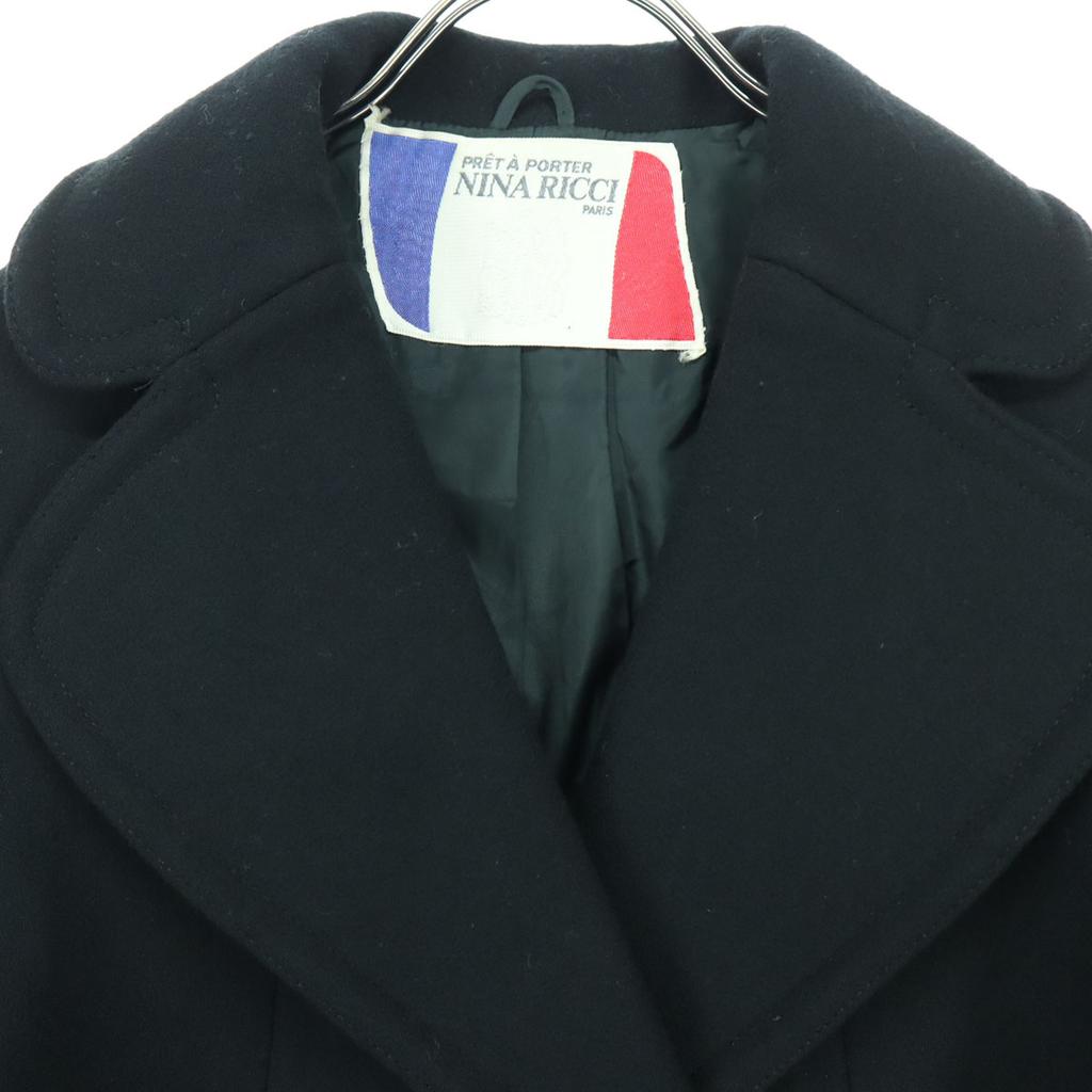 Nina Ricci Long Sleeve Double Breasted Wool Coat 9 Black Women Used