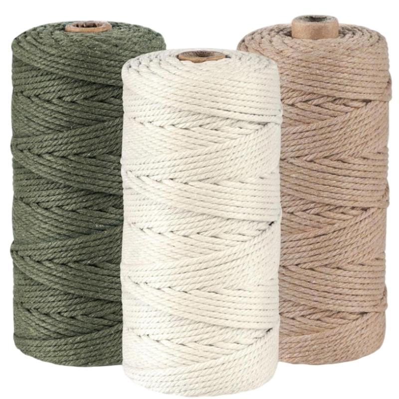 3 Rollen Baumwollschnur für Pflanzenhänger Kunst Handwerk Heimdekoration 3mm 109 Yards Baumwollschnur Baumwollseil Häkelgarn
