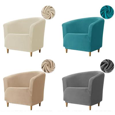 Stretch Velvet Club Chair Covers Single Bar Tub Armchair Slipcovers Elastic Solid Color Sofa Cover Removable for Counter Hotel