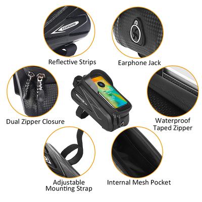 Fahrrad-Telefonhalterungstaschen, wasserdichte Vorderrahmen-Oberrohr-Tasche, Aufbewahrungstasche für Fahrrad-Telefon-Werkzeug
