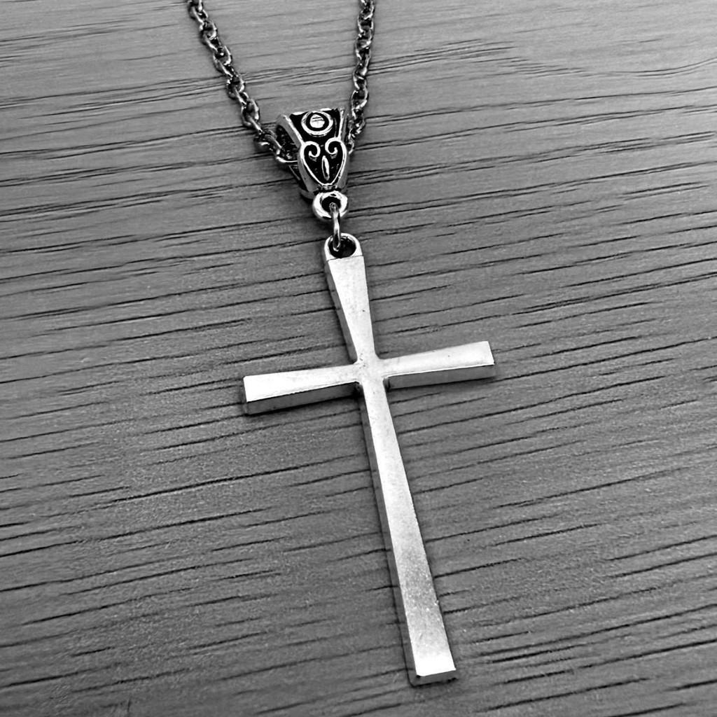 Cross Necklace For Men With Alloy Pendant And Chain Fashion Street Style For Daily Wear